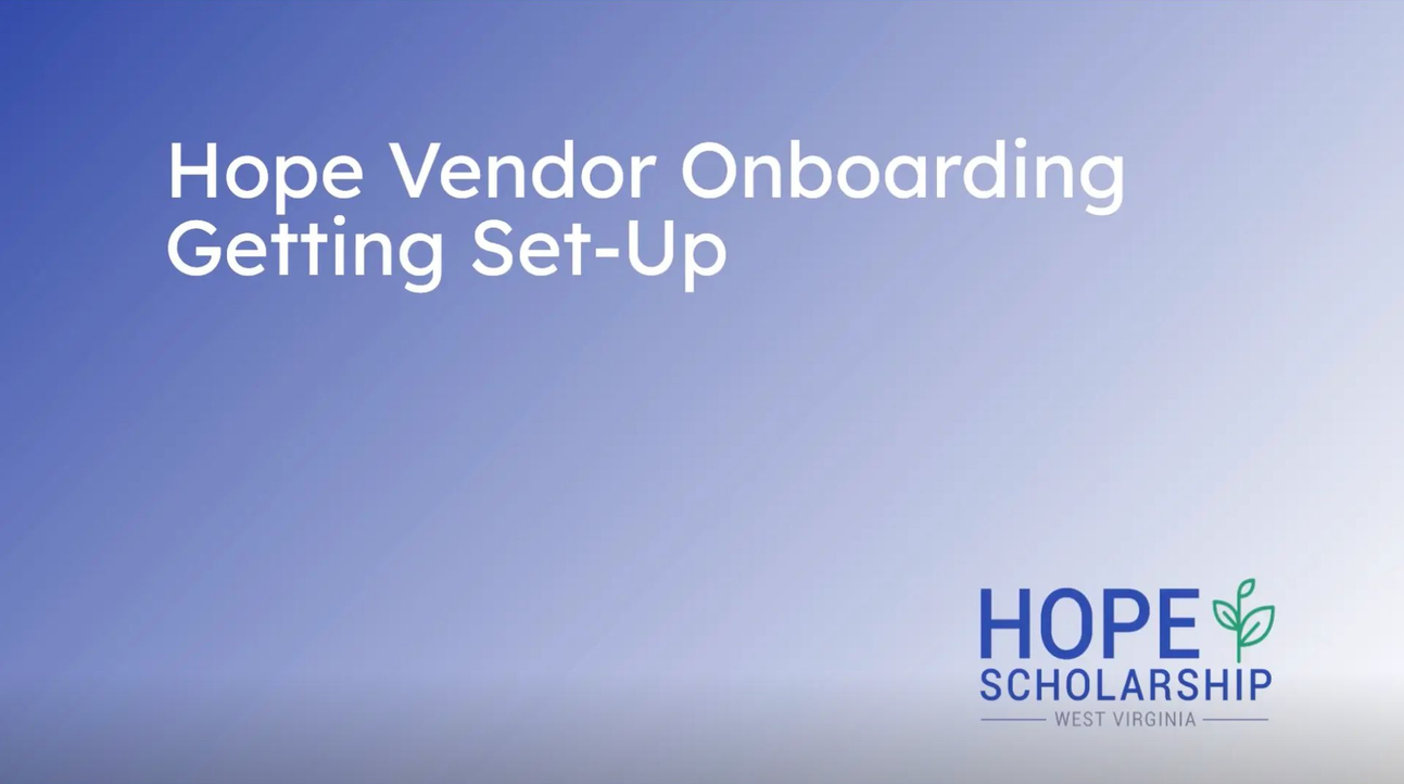 Hope Vendor Onboarding - Getting Set-Up